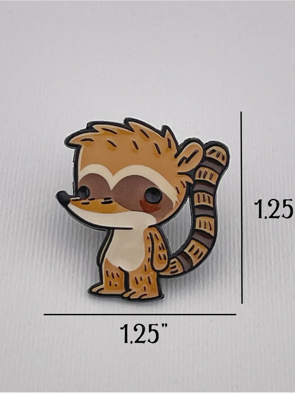 Cartoon Ring-Tailed Lemur Enamel Pin - Brown & Cream